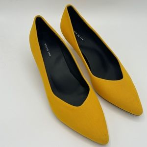 All Black yellow kitten heel shoes, size 40 / 9